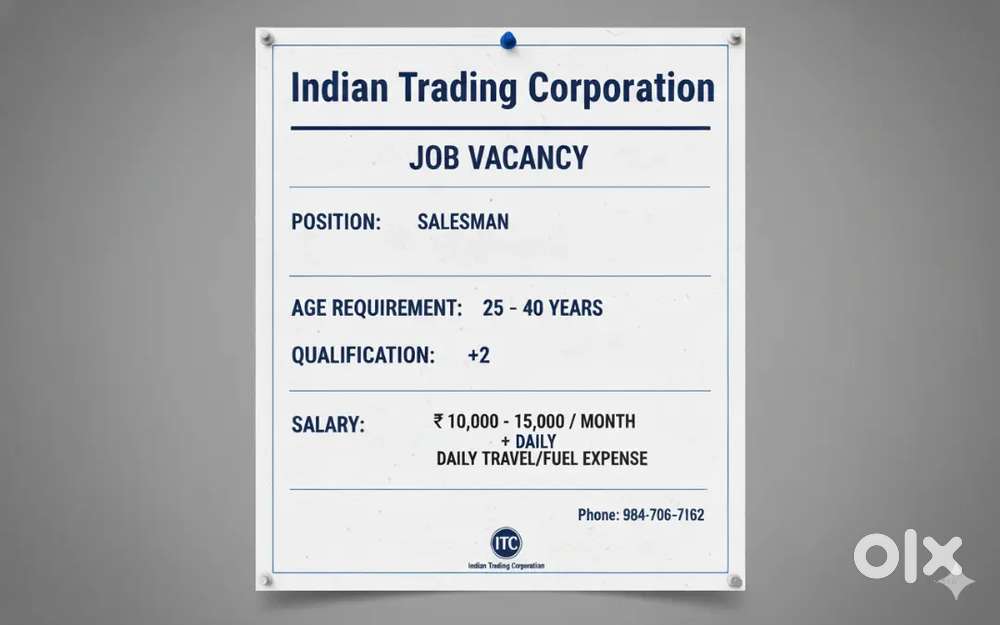 Sales man for Indian Trading Corporation