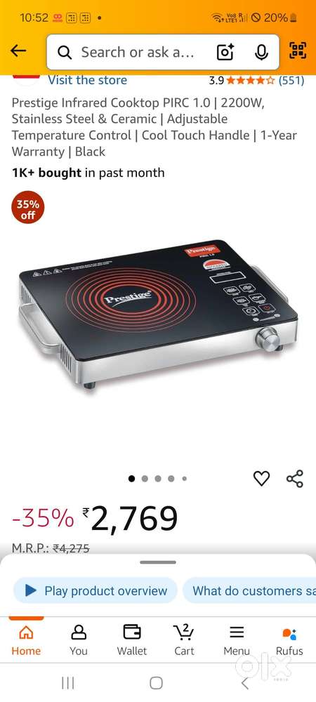 Prestige Infrared cooktop