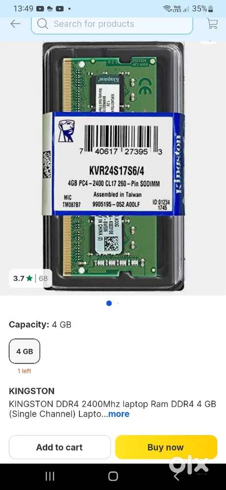 Pair of Kingston Pc ram