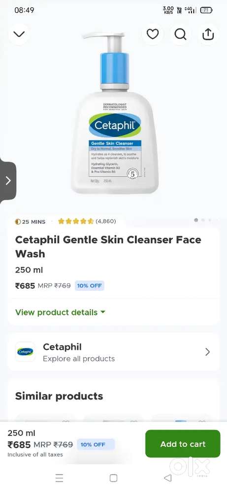 I have purchased Cetaphil gentle face cleanser and cream cleanser