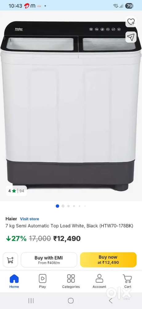 Washing Machine Haier 7kg semi automatic