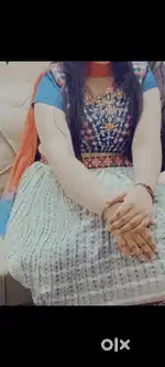 Green and red lehenga