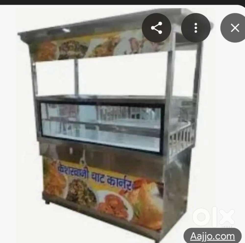 Steel counter with roof double burner