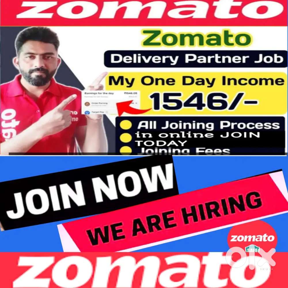 FREE JOINING 100 Delivery boys zomato Food Delivery jobs