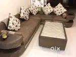 11 SEATER SOFA SET WITH GLASS CENTRE TABLE
