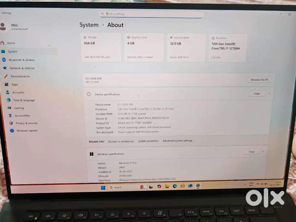 Its Dell XPS i7 12th gen, Touch screen i7 12th gen premium Machine