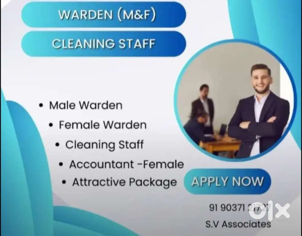 Cook, cleaning staff, (male and female )supervisor vacancy available