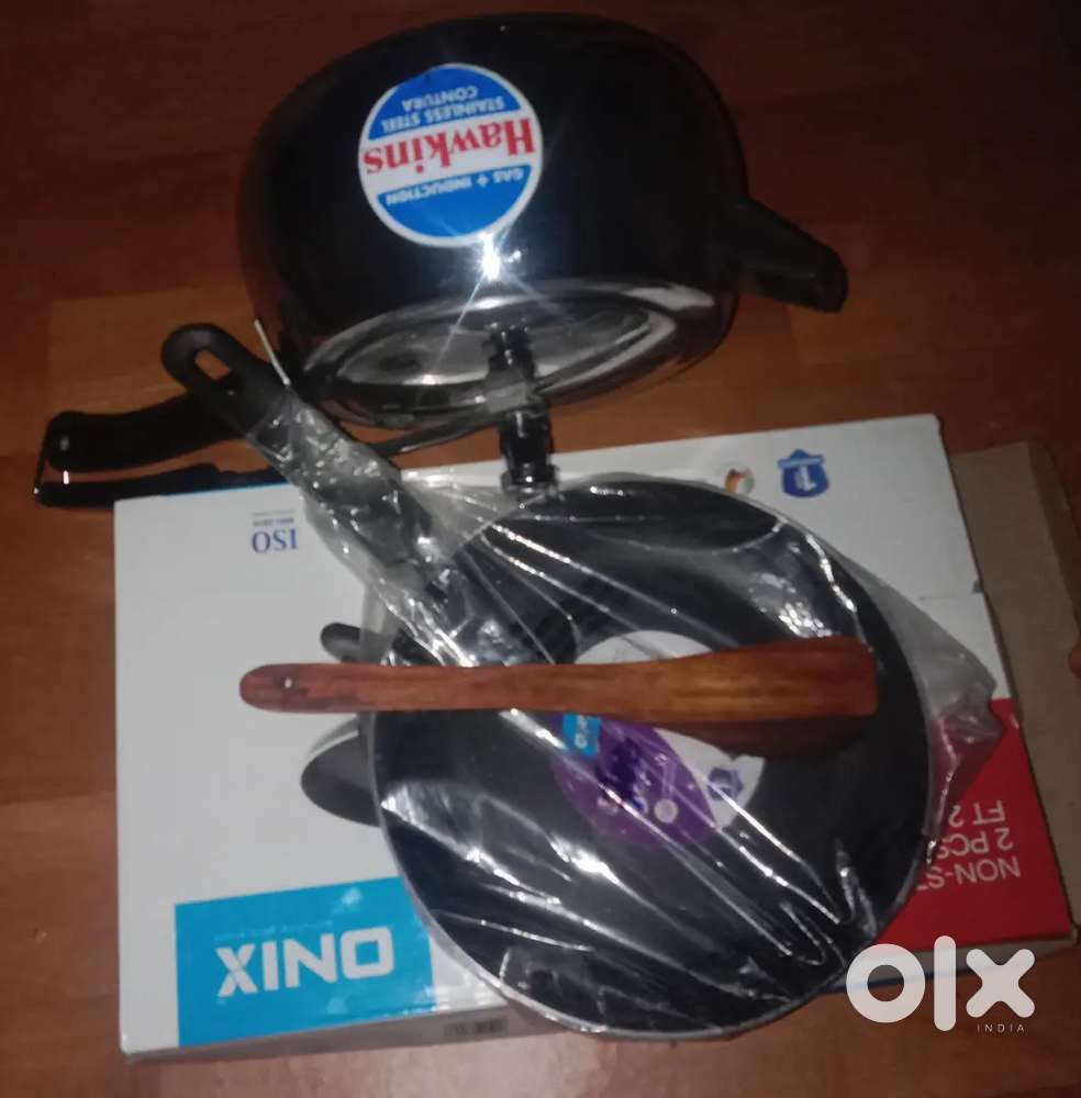 Hawkins Stainless Steel 5L Cooker + Nonstick Tawa & Fry Pan Combo