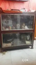 Showcase of wood and glass