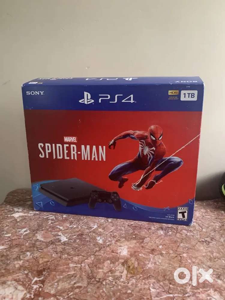 PS4 Slim 1TB Spider-Man Bundle-Open Box Complete, w/Game & Accessories