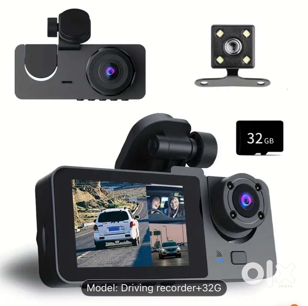 3 Channel Dash cam 1080P HD with night vision, front rear inside camer