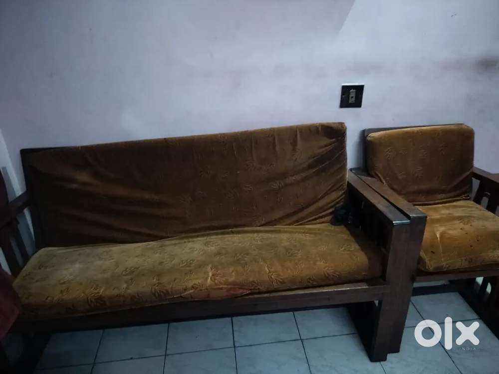 Original Teak vintage Wooden sofa 3 seater and four chairs