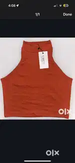Orange turtle neck crop top
