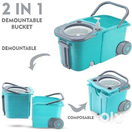 V-MOP Premium C-Green Plastic Twin Double Bucket Wheel Mop ((6 Months