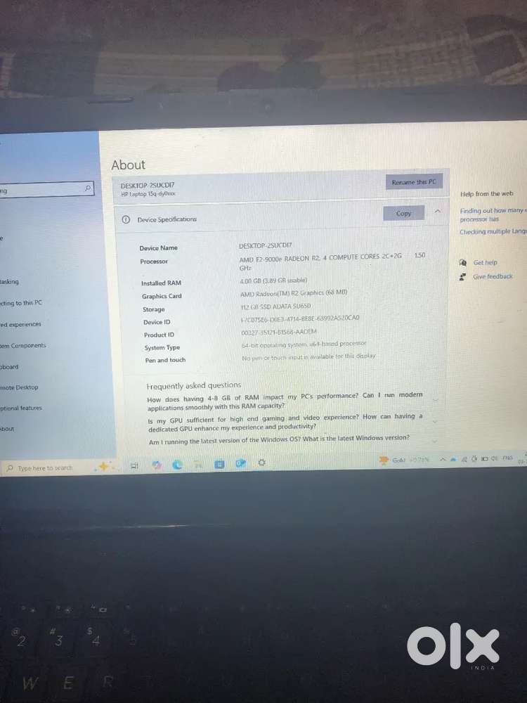 Hp laptop 15q-dy0001AU