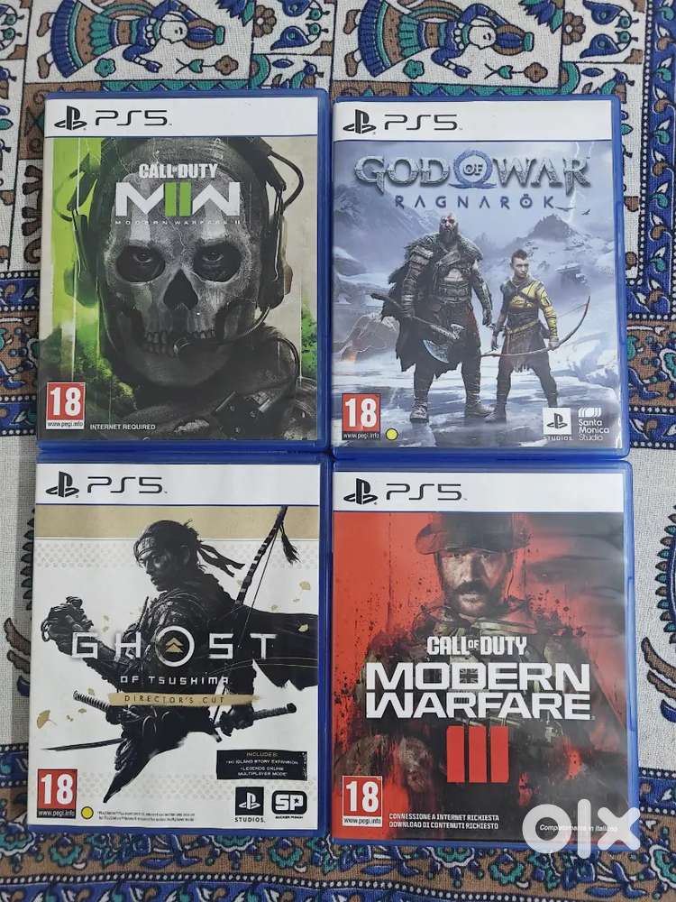 God of war ragnarock, Ghost of tskusima, Modern warfare 2 &3
