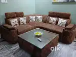 L-Shaped Sofa Set with Table & Couch