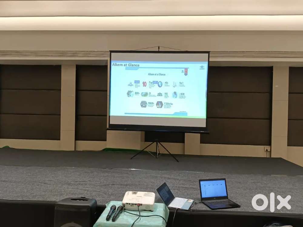 Projector and screen speaker Mike's rentals for events