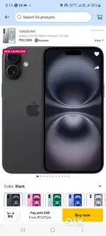 I phone 16 plus 128 GB without sim using peti pack