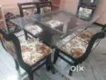 6 seater glass top dining table for sale