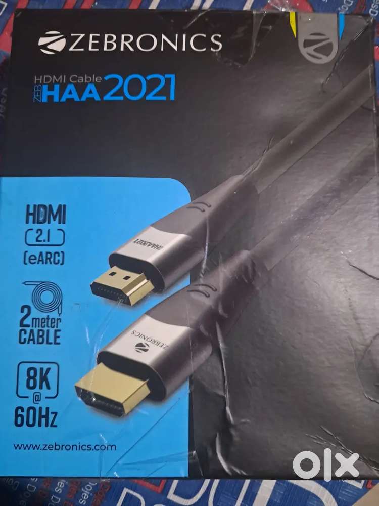 Zebronics hdmi cable 2.1earc with gold pin. No use