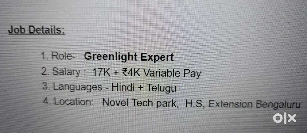 Telecaller job,Hindi and telugu