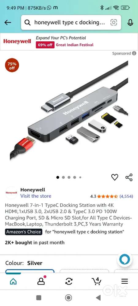 Honeywell 7 in 1 Usb Type C docking Station