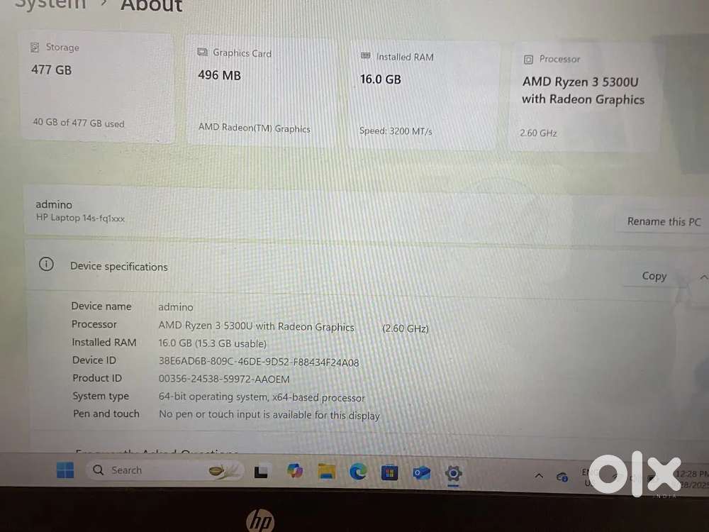 Hp 14s Ryzen 3 512 gb ssd