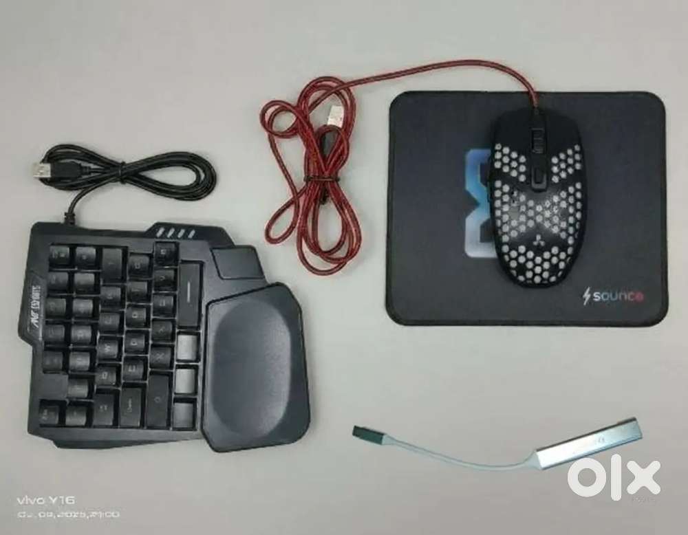 Gaming Accessorie Combo OTG Adapter,OneHanded Keyboard,Mouse,Mouse Pad