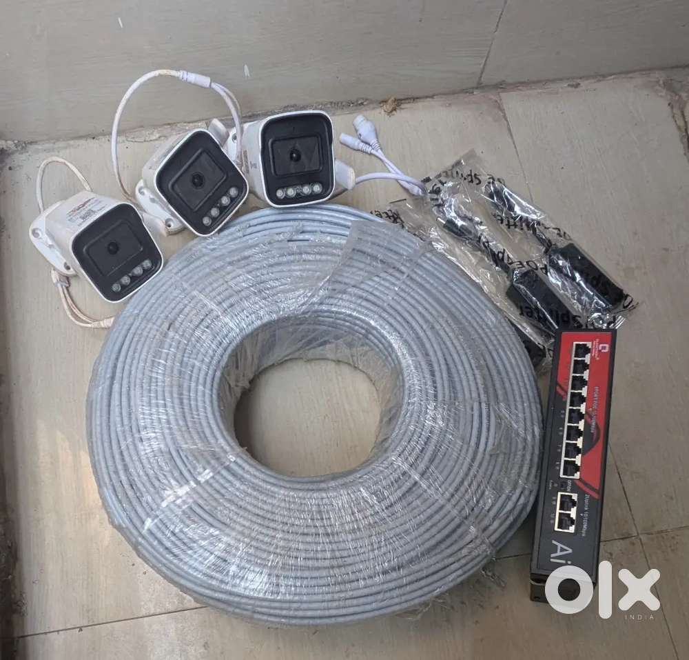 Cctv camera , cat 6 wire , poe switch , connector