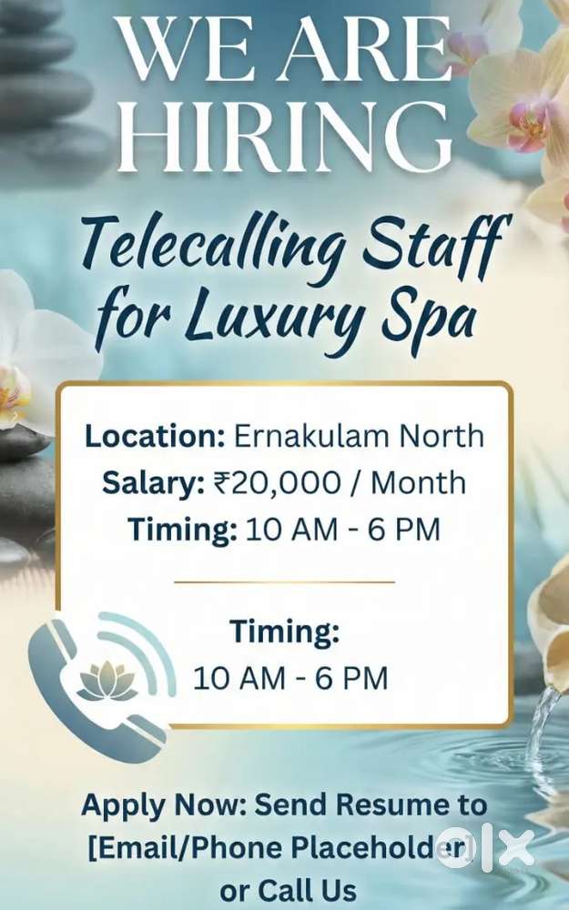 Telecalling staff for luxury spa Ernakulam