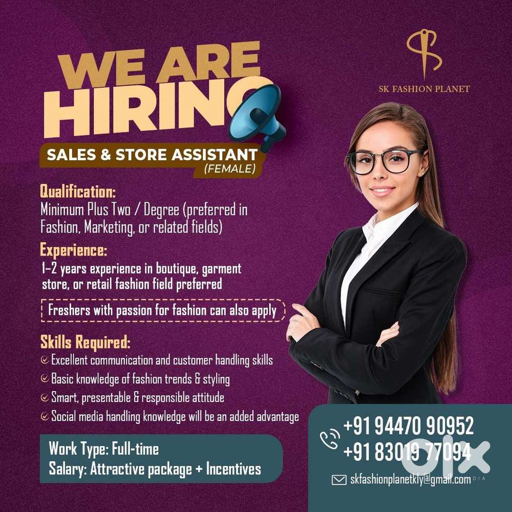 Sales and store assistant