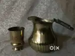 Antique pure brass solid heavy jug with gass