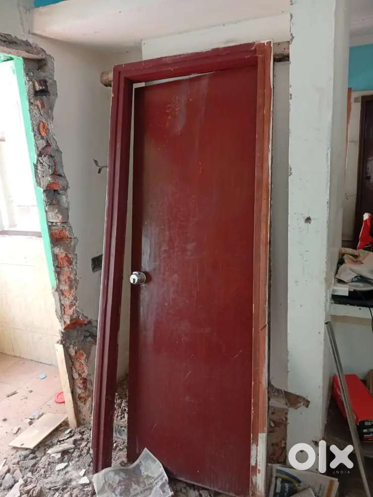 Flush door with frame