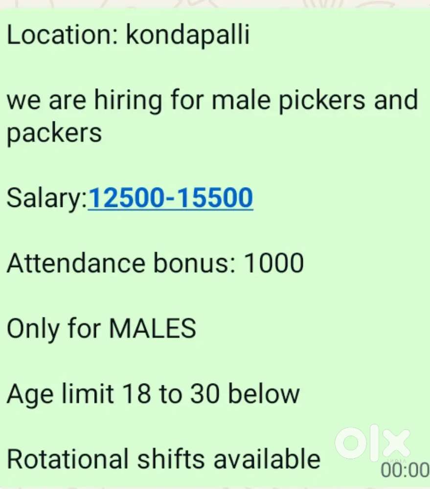 Wanted to picking packing boys in Guntur