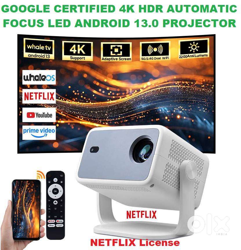 4K Google Certified AI Doulby ARC HDR Automatic Android 13 Projector