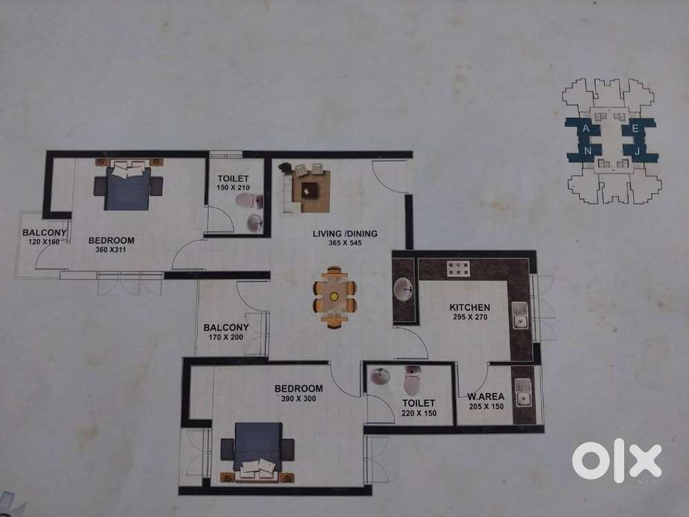 2 BHK semi furnished apartment for sale