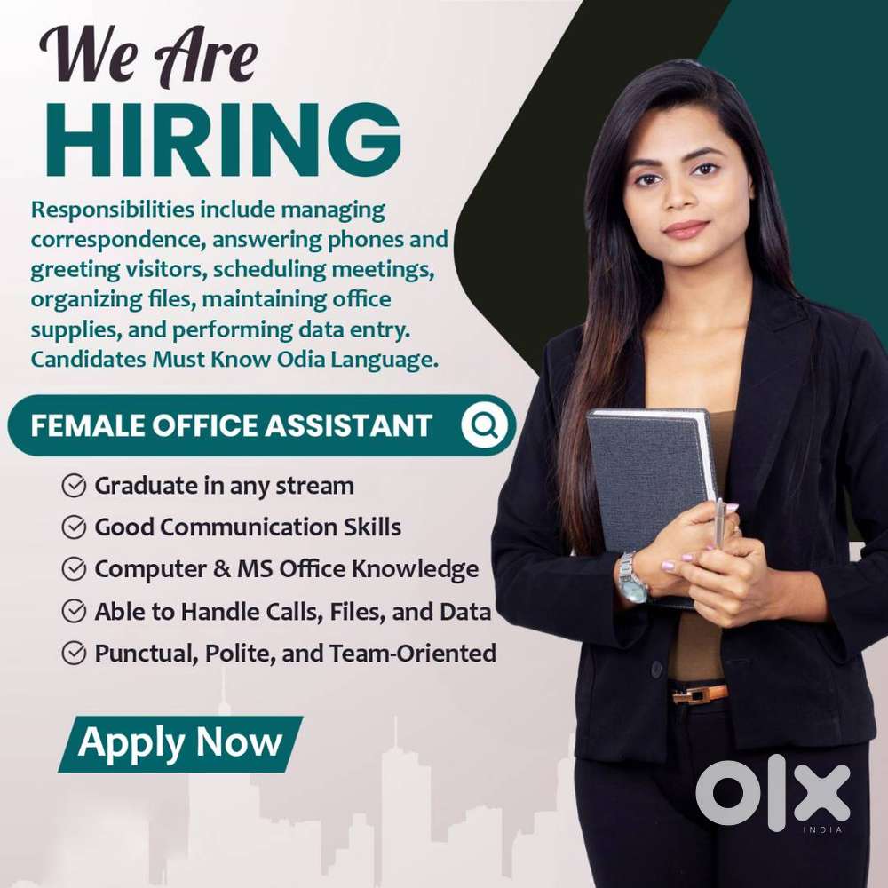 URGENTLY HIRING FEMALE OFFICE ASSISTANT FOR MY OFFICE