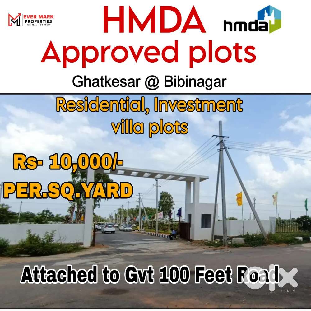 HMDA FINAL APPROVED LAYOUT EAST, NORTH,WEST  FACING PLOTS FOR SALE