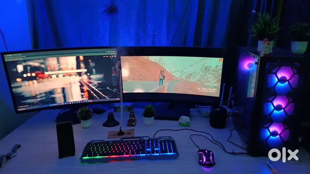 Custom gaming pc with 2 curve display monitors