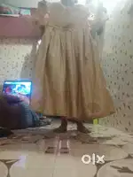 10 yerars girls grand frock beige colour party wear