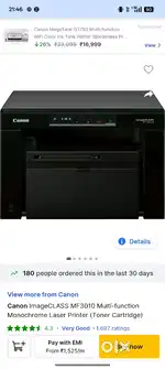 Printer canon mf 3010 and HP core i3 laptop h