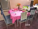 Leather Sofa & Glass Dining Table Set for Sale – Good Condition
