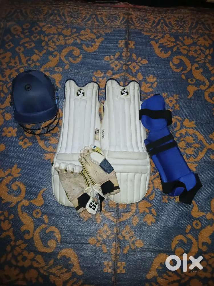 Cricket pad, gloves, helmet, thai pad