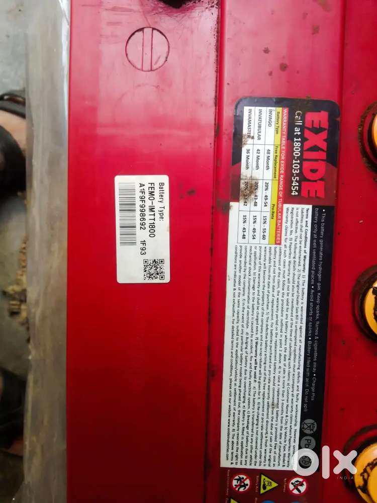 Exide batry 180ah + invatr 850va