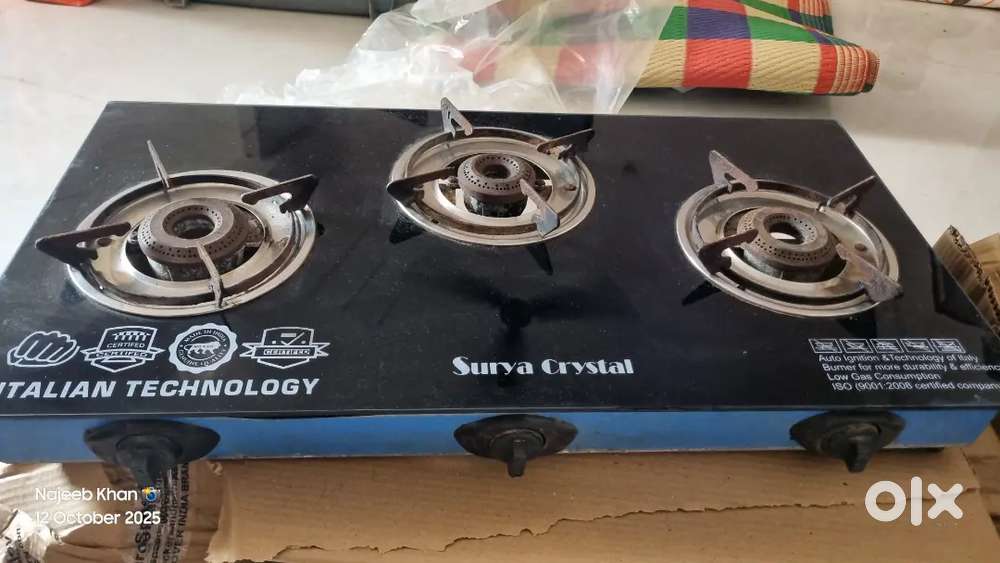 3 Burner Gas Stove - Toughened Glass Finish