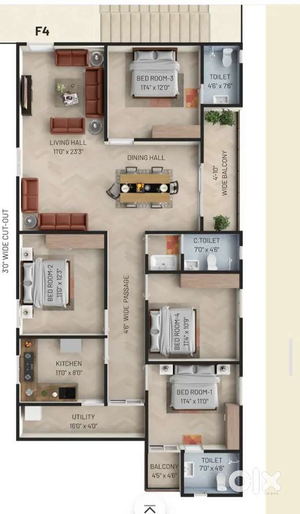 4bhk flat for sale at shaikpet