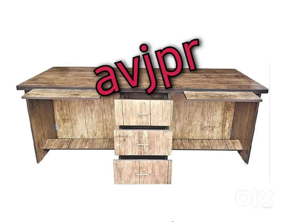 New full size wooden two seater office table boss table with cabinet