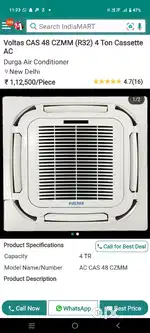Voltas box pack cassette ac 4 ton