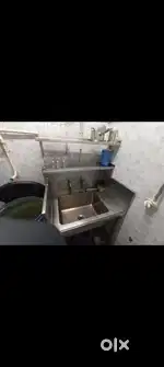 Wood Cash & Service Counter/SS Sink